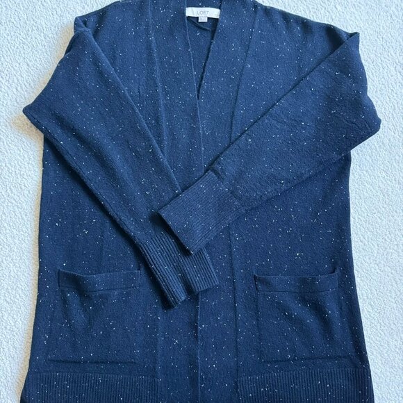 Loft white speckled navy cardigan with two hand pockets in MP - Picture 1 of 5